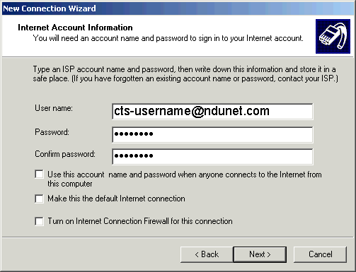 Enter your user information - click Next
